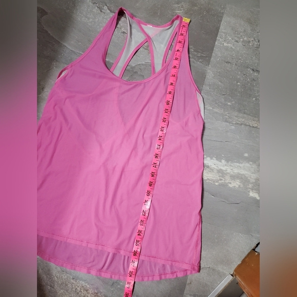 Lululemon Tranquil Tank Top. Mesh parts. Relaxed. Pink paradise, white. Size 12. - Picture 8 of 11